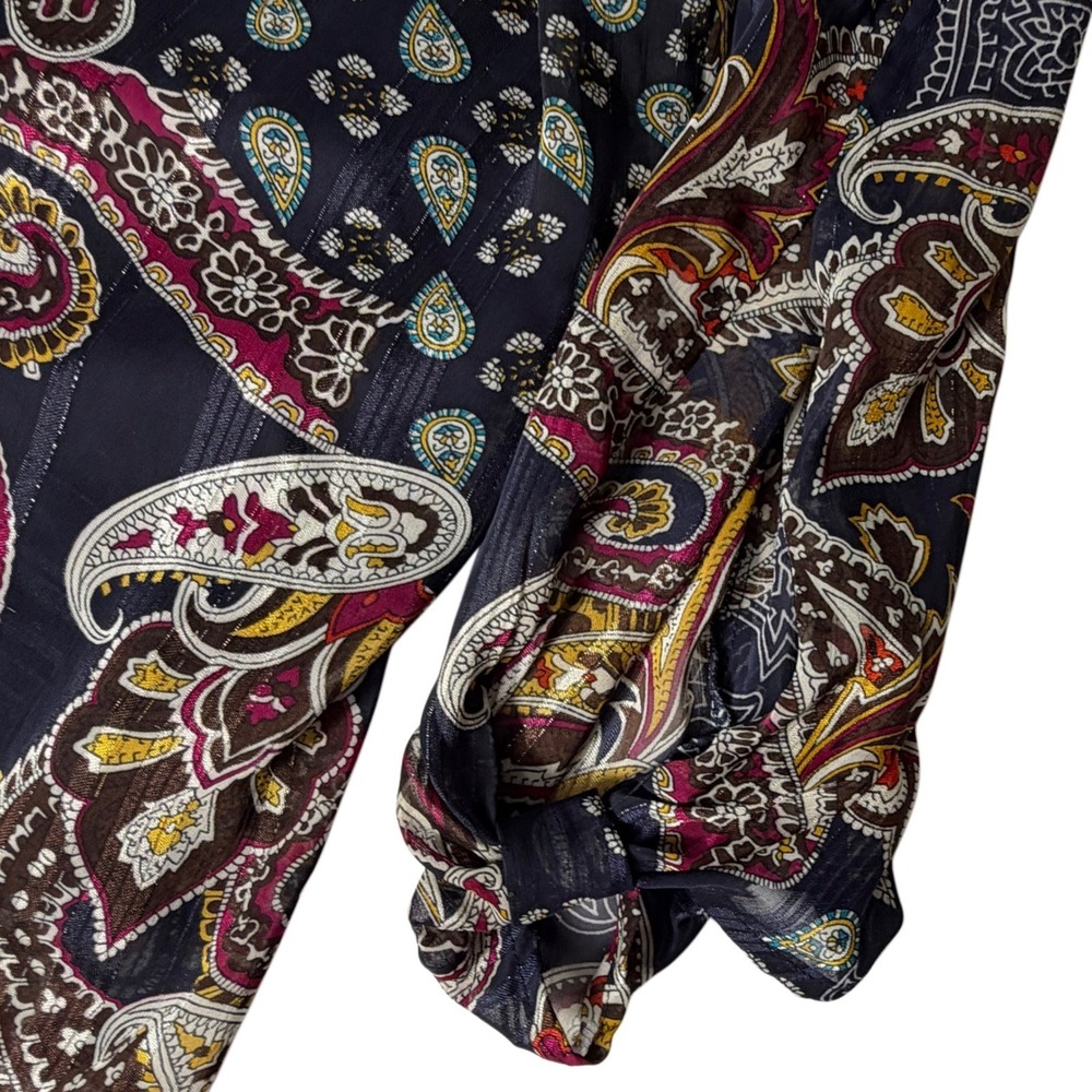 Sara Michelle Boho Metallic Paisley Blouse - Size Small - Picture 5 of 5